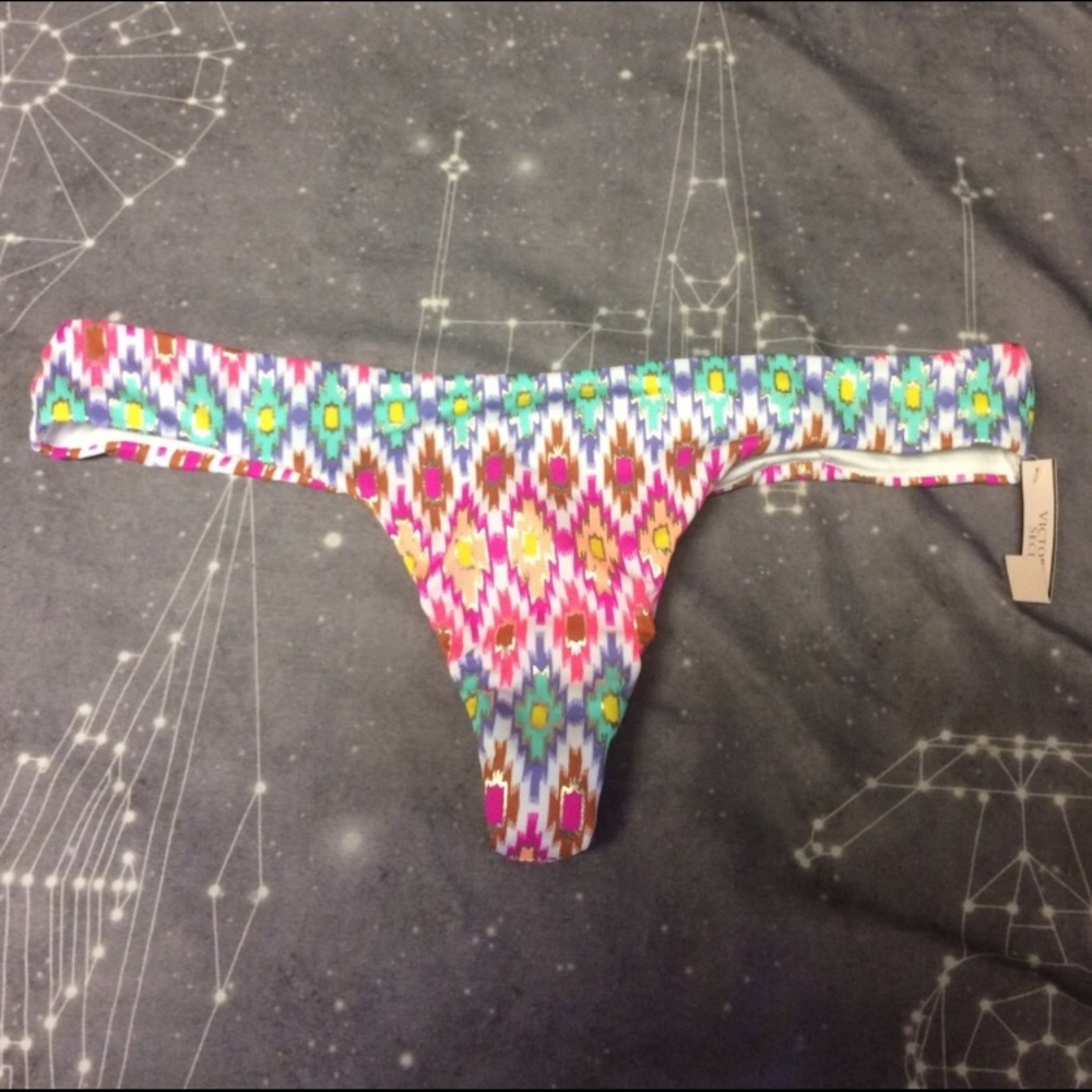 VS Victoria’s Secret pink tribal print thong swim